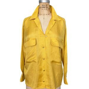 MASSIMO DUTTI Yellow Silky Shirt Size XS